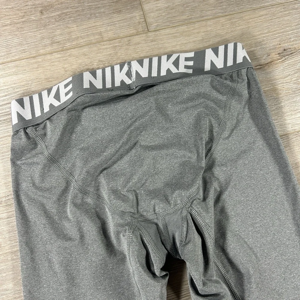 Nike Pro Boys XL Dri-Fit Full Length Gray Training Tights BV3516 Football Sports